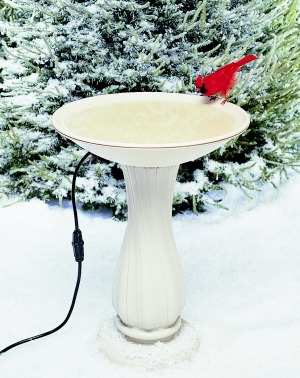 20" Beige Heated Bird Bath without Pedestal Base