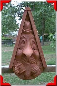 Carved Cedar Beer Meister Bob Bird House