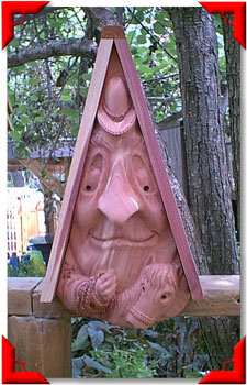Carved Cedar Cowboy Karl with Horse Bird House