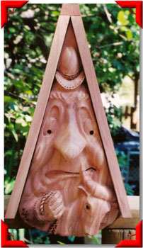 Carved Cedar Bull Rider Ronnie Bird House