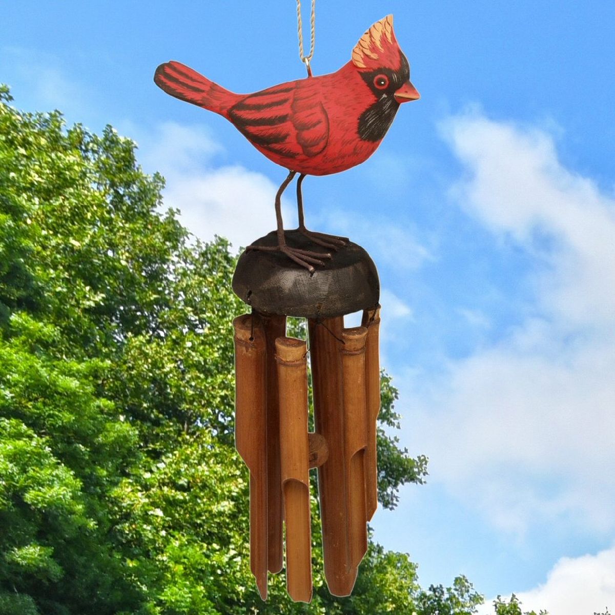 For The Birds Cardinal Bamboo Windchime
