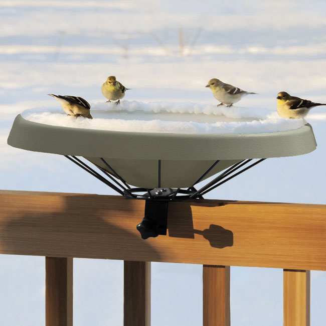 Songbird Heated Deck Mounted Bird Bath Green