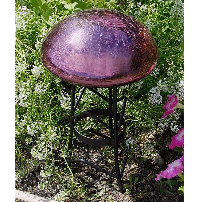 Achla Crackle Glass Toadstool Plum