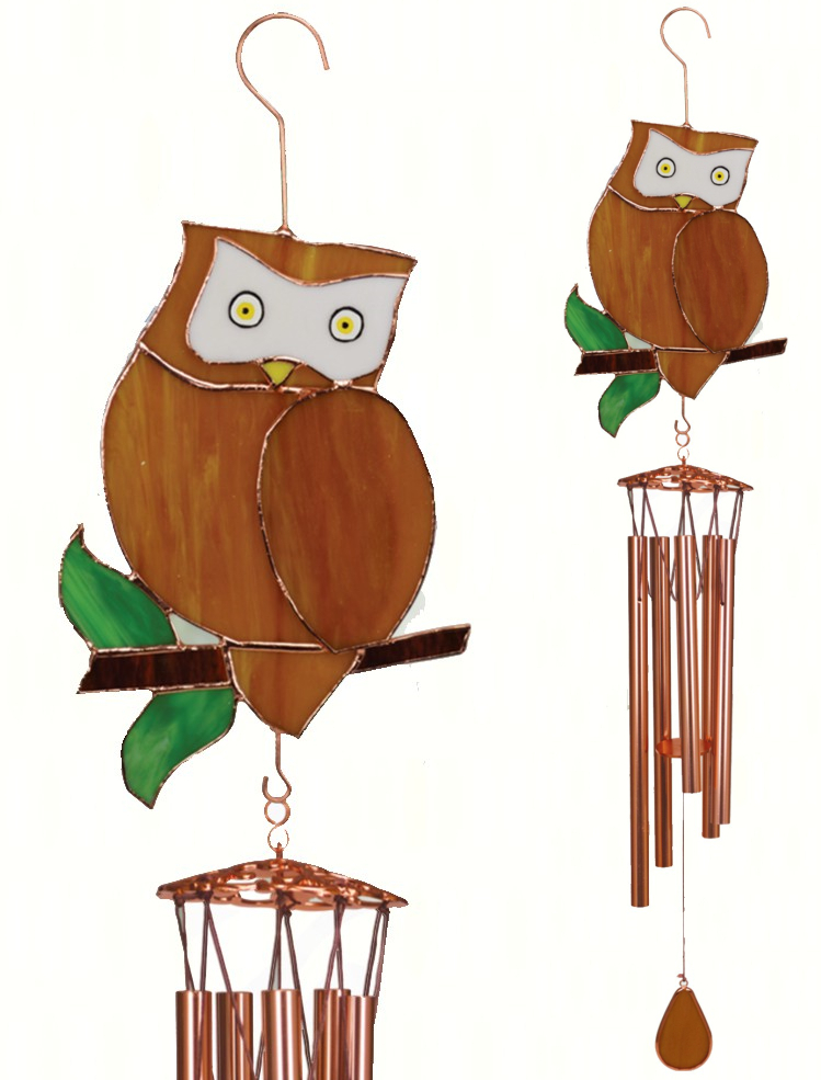 Stained Glass Windchime Owl Large