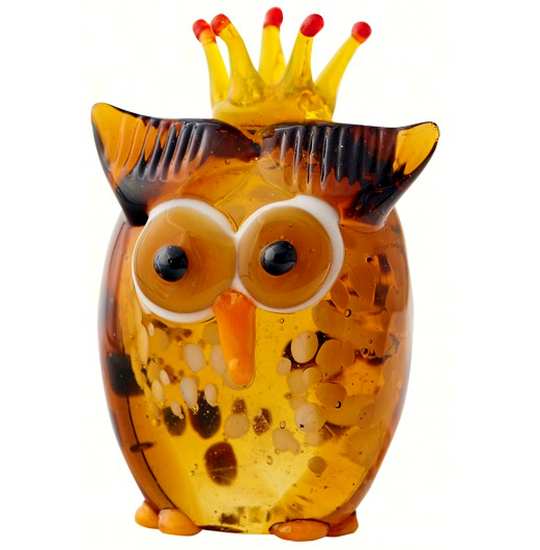 Milano Art Glass Animal Owl with Crown