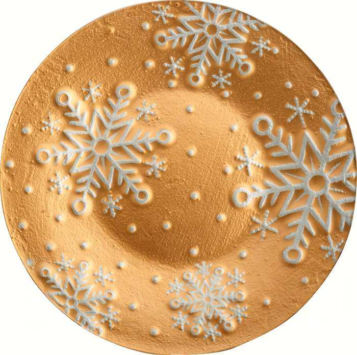 Christmas Platter Gold Snowflakes Round 12