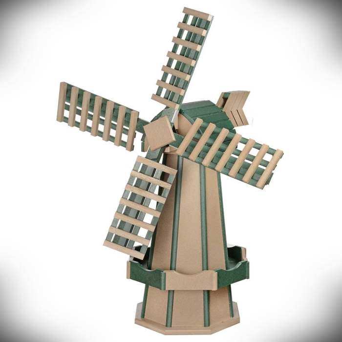Amish Made Poly Windmill Weatherwood/Turf Green