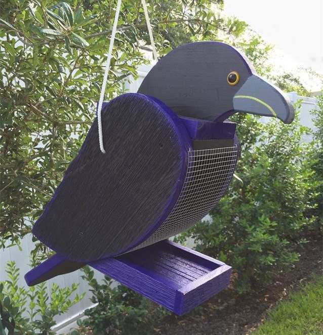 Amish Handcrafted Shaped Bird Feeder Raven