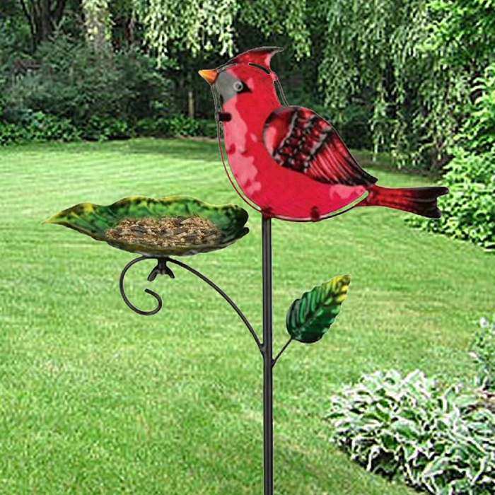 Bird Feeder Garden Stake Cardinal Set of 2