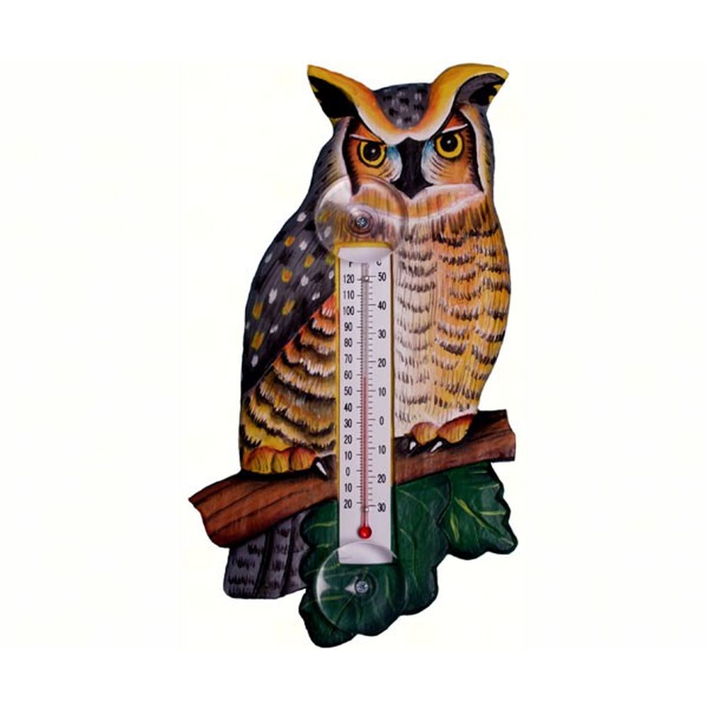 Window Thermometer Great Horned Owl Small