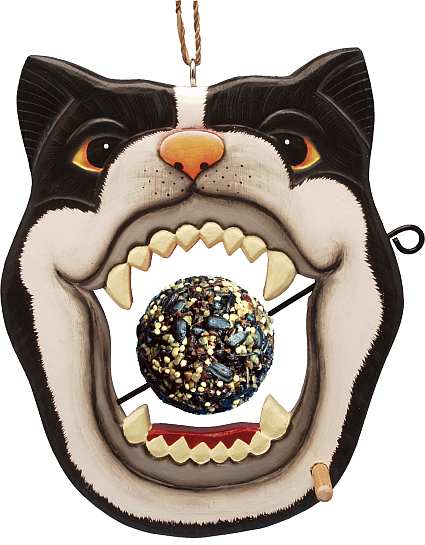 For The Birds B&W Cat Face Seed Ball Feeder