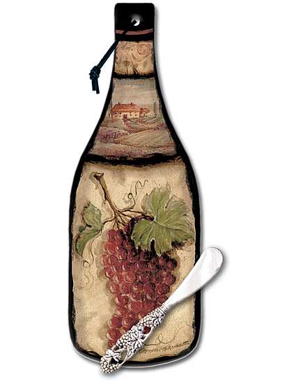 Wine Bottle Cheese Server Tuscan Collage