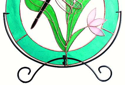 Stained Glass Window Panel Round Stand Large