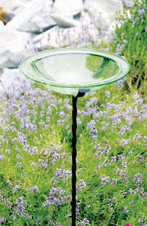  Crackle Glass Bird Bath. 36"H. Note: Must be used with bird bath cradle