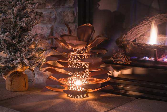 Desert Steel Pine Cone Luminary