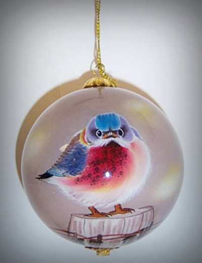 Mad Bluebird Blown Glass Ornament