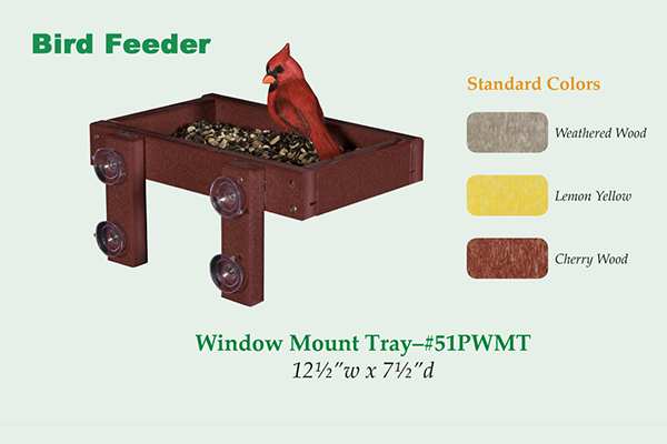Amish Recycled Poly Window Mount Tray Bird Feeder