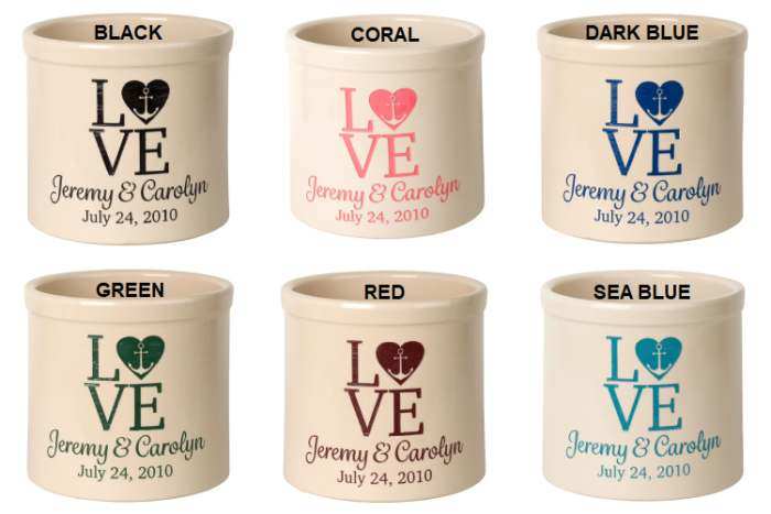 Personalized Love Anchor Crock Colors