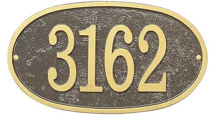 Whitehall Fast and Easy Oval House Numbers Plaque Bronze/Gold
