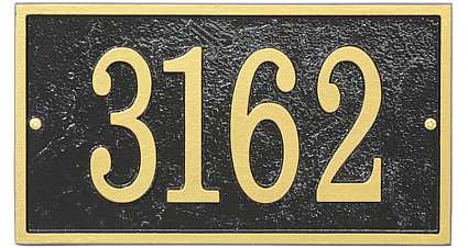 Whitehall Fast and Easy Rectangle House Numbers Plaque Black/Gold