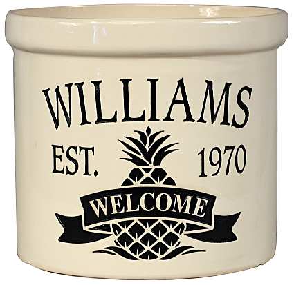 Pineapple Welcome Personalized Stoneware Crock