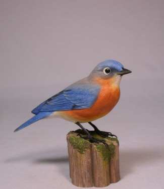 Original Wood Bird Carvings - Eastern Bluebird Female Carved Wood Bird ...