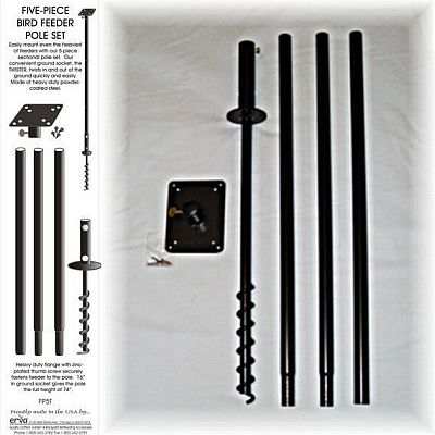 Erva Best 3-Piece Birding Pole Set, Easy Install Heavy Duty Bird Feeder ...