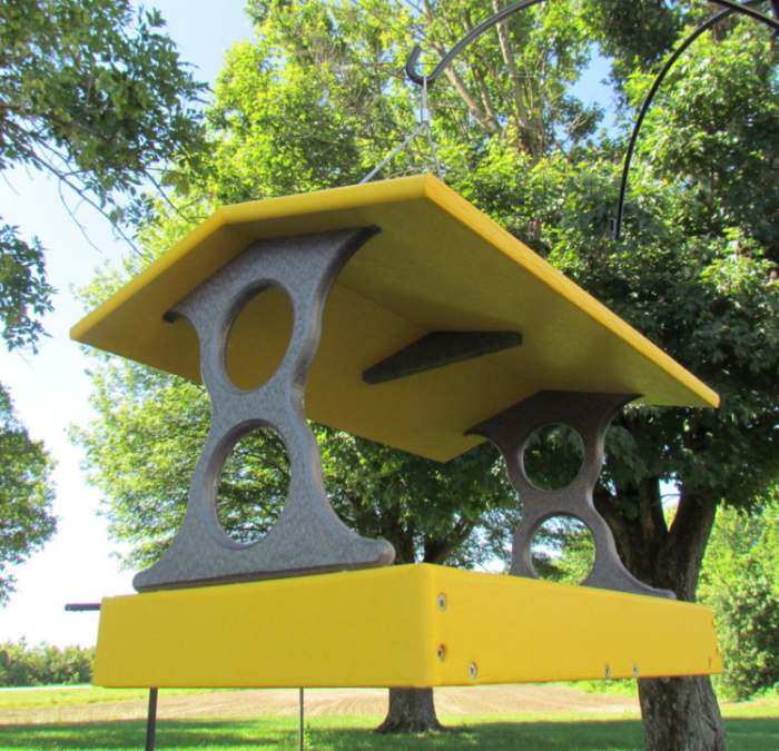 Recycled Poly Fly-Thru Feeder Large Yellow/Gray