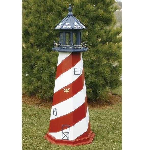 Wooden Lighthouse Replica Cape Hatteras Patriotic