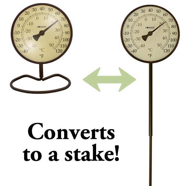 Conant Decor Convertible Small 4 Inch Dial Thermometer Classic Bronze  Patina, Quality Outdoor Thermometers & Hygrometers at Songbird Garden