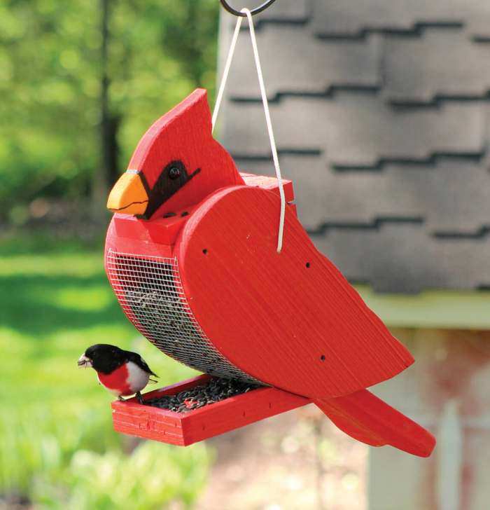 Amish Handcrafted Shaped Bird Feeder Cardinal