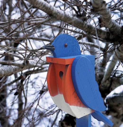Amish Handcrafted Shaped Birdhouse Bluebird