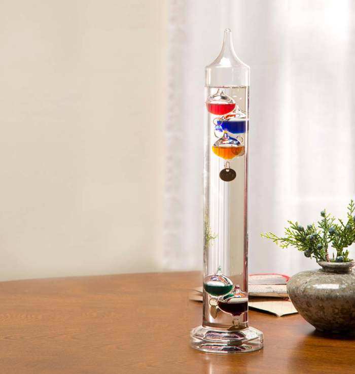 Classic Galileo Glass Indoor Thermometer 13 Inch, Decorative