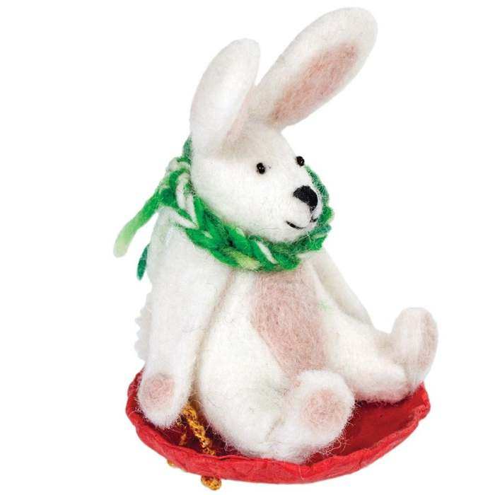 Wild Woolies Ornament Sledding Flopsy Rabbit