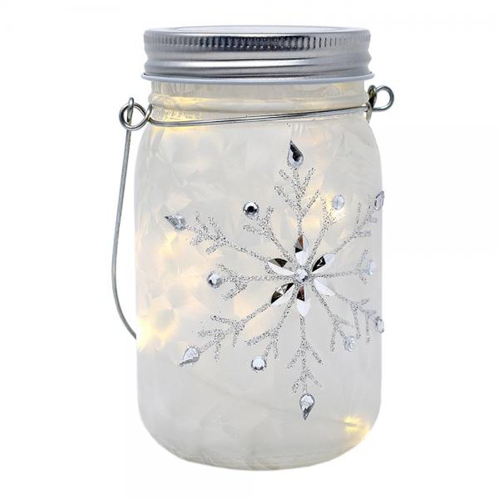 lighted snowflake mason jars