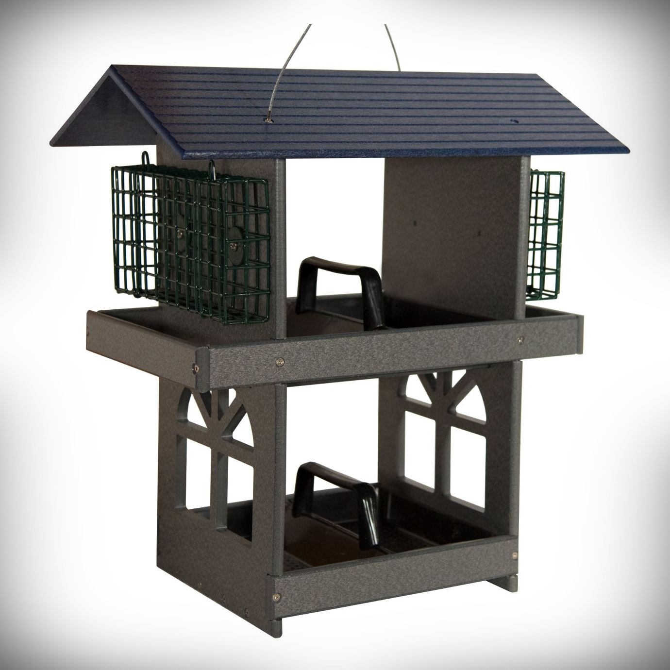 Recycled Poly Double Fly-Thru Feeder Blue/Gray
