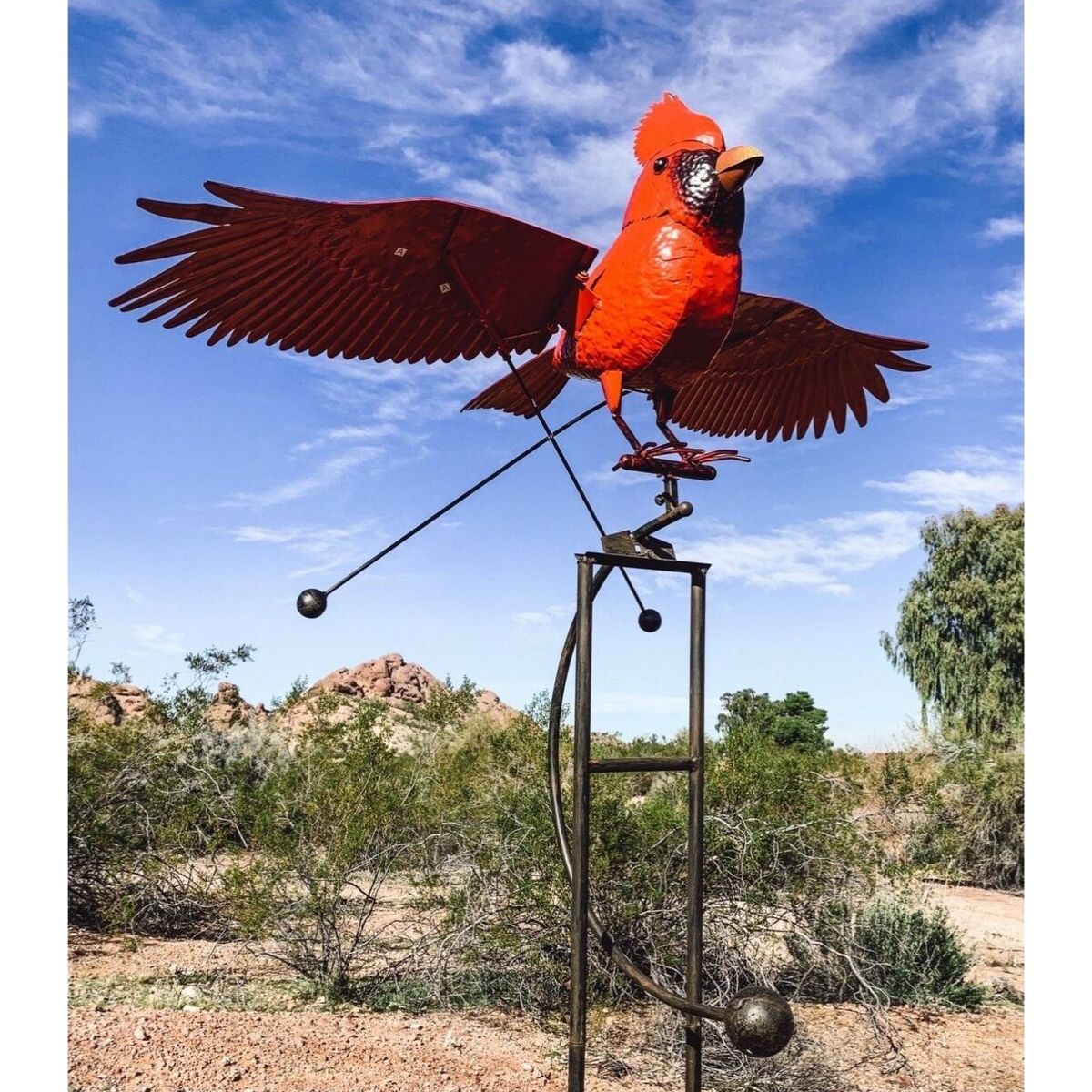Rocker Garden Stake Jumbo Cardinal in Flight 72