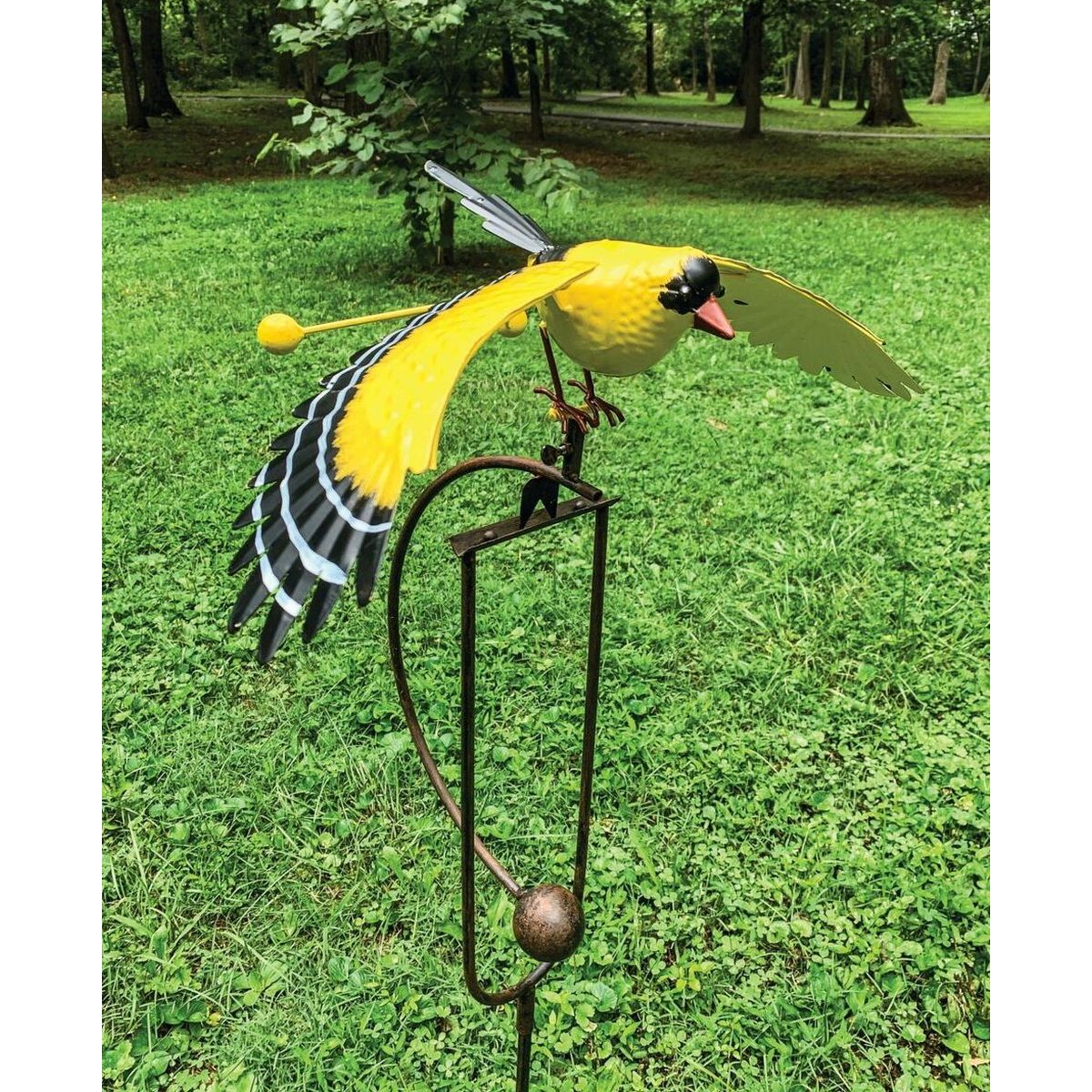 Rocker Garden Stake Flying Goldfinch 52
