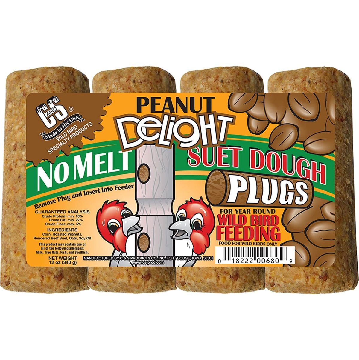 C&S Peanut Delight No-Melt Suet Plug 48/Pack