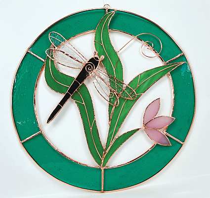 Window Panel Circle Dragonfly Teal Large