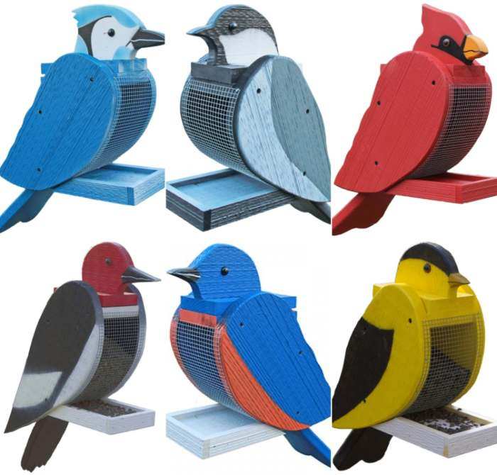 Amish Handcrafted Wooden Bird Feeder Collection Set of 6