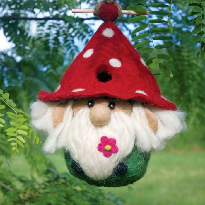 Wild Woolies Felt Bird House Garden Gnome