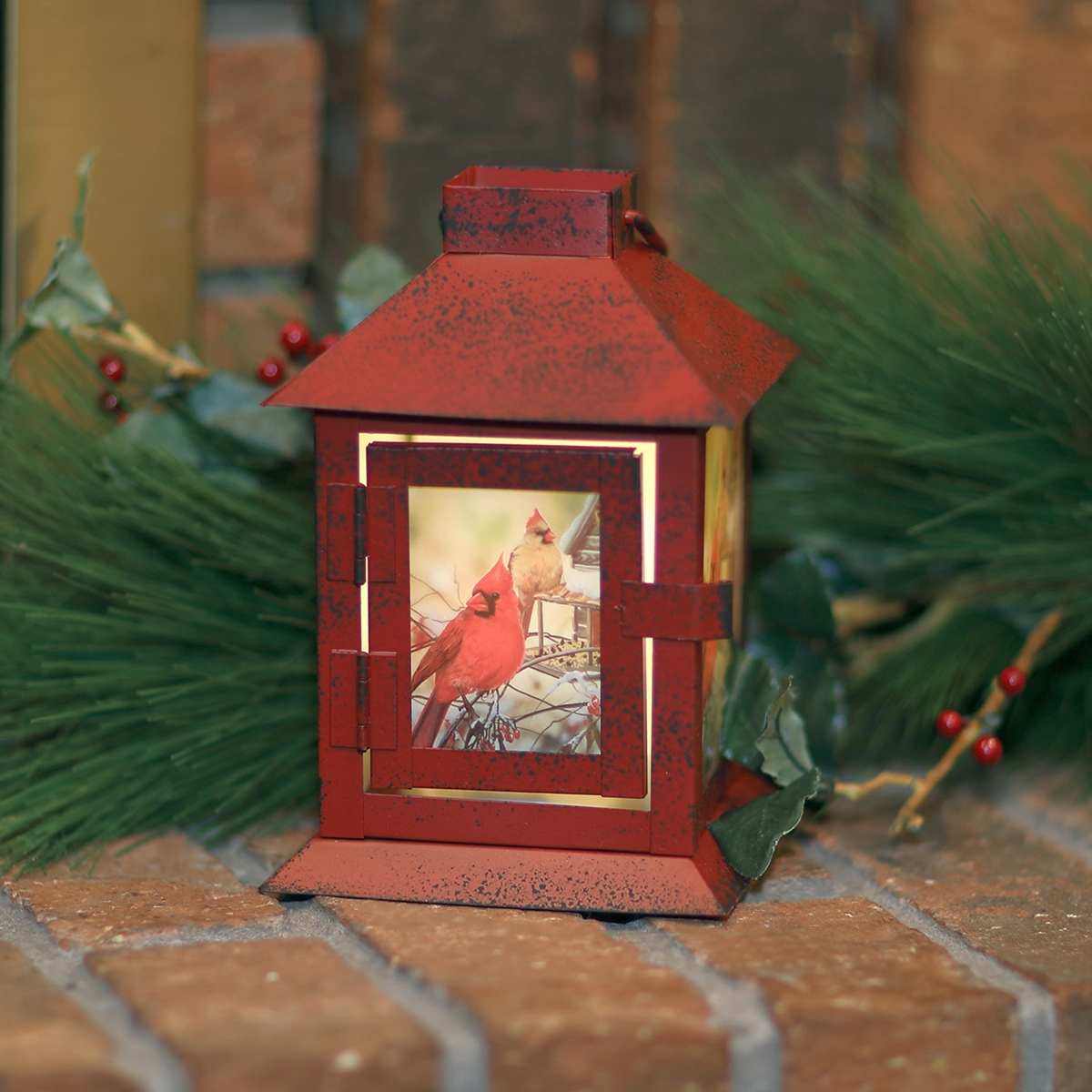 Rustic Cardinals LED Cardinal Coach Lantern