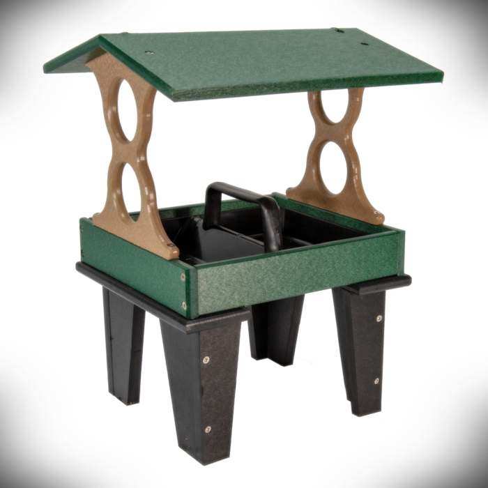 Poly Ground Fly-Thru Feeder Medium Green/Tan