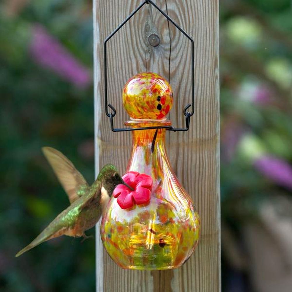 LunaLite Solar Vase Hummingbird Feeder Mercury