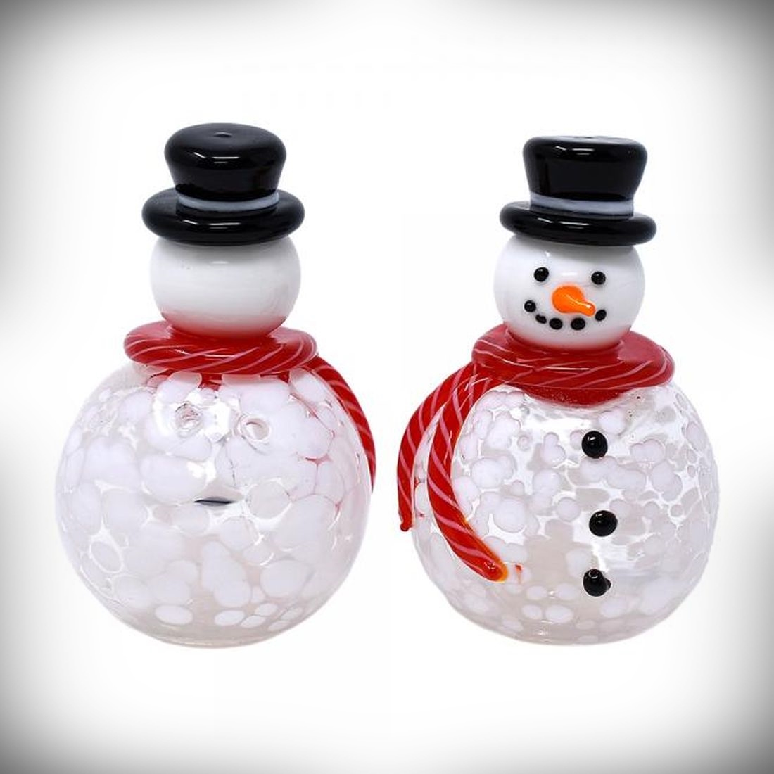 Blown Glass Snowmen Salt & Pepper Set