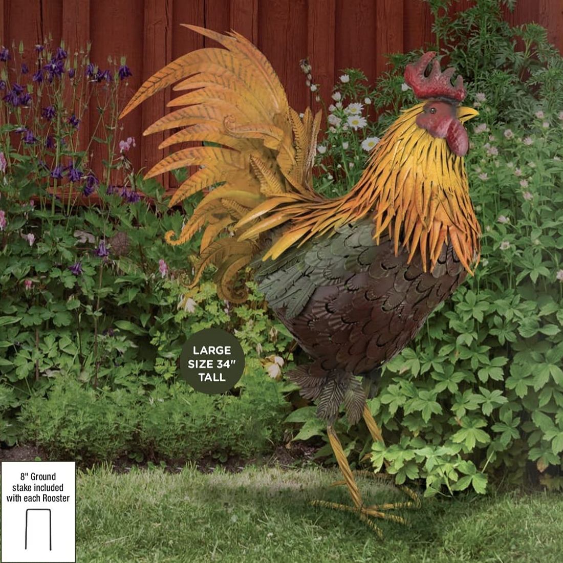 Napa Rooster 3-D Decor Sculpture 34 Inch