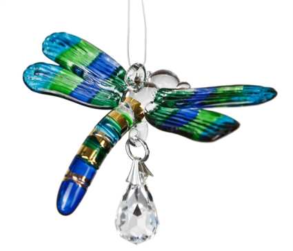 Fantasy Glass Suncatcher Dragonfly Peacock