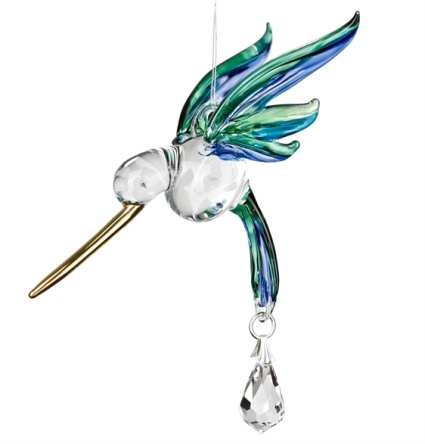 Fantasy Glass Suncatcher Hummingbird Peacock
